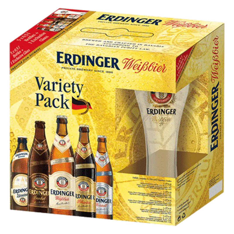 ERDINGER VARIETY PACK 5 BOT + VASO