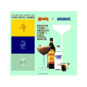 ESTUCHE KAHLUA 750 ML + ABSOLUT 375 ML + COPA